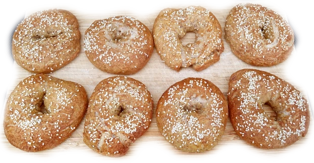 Eight Bagels with Sesame Seeds