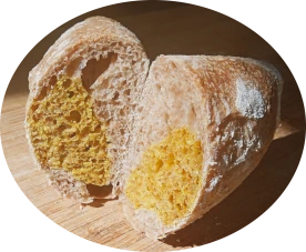 Bun with yellow yolk core.